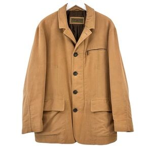 Luciano Barbera Light Camel Brown Soft Smooth Classic Cotton Coat Jacket sz 52